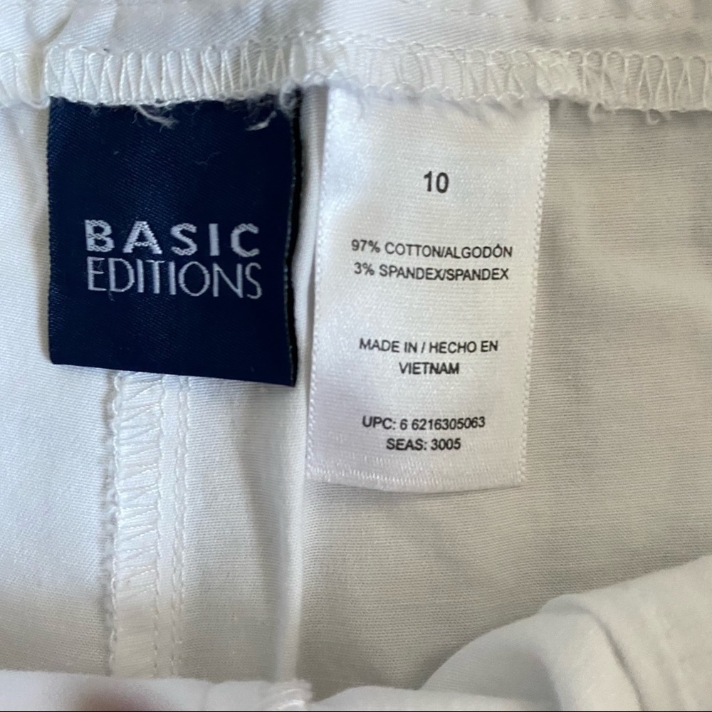 Basic Editions Crop Pants Cotton White Size 10 - Picture 5 of 8